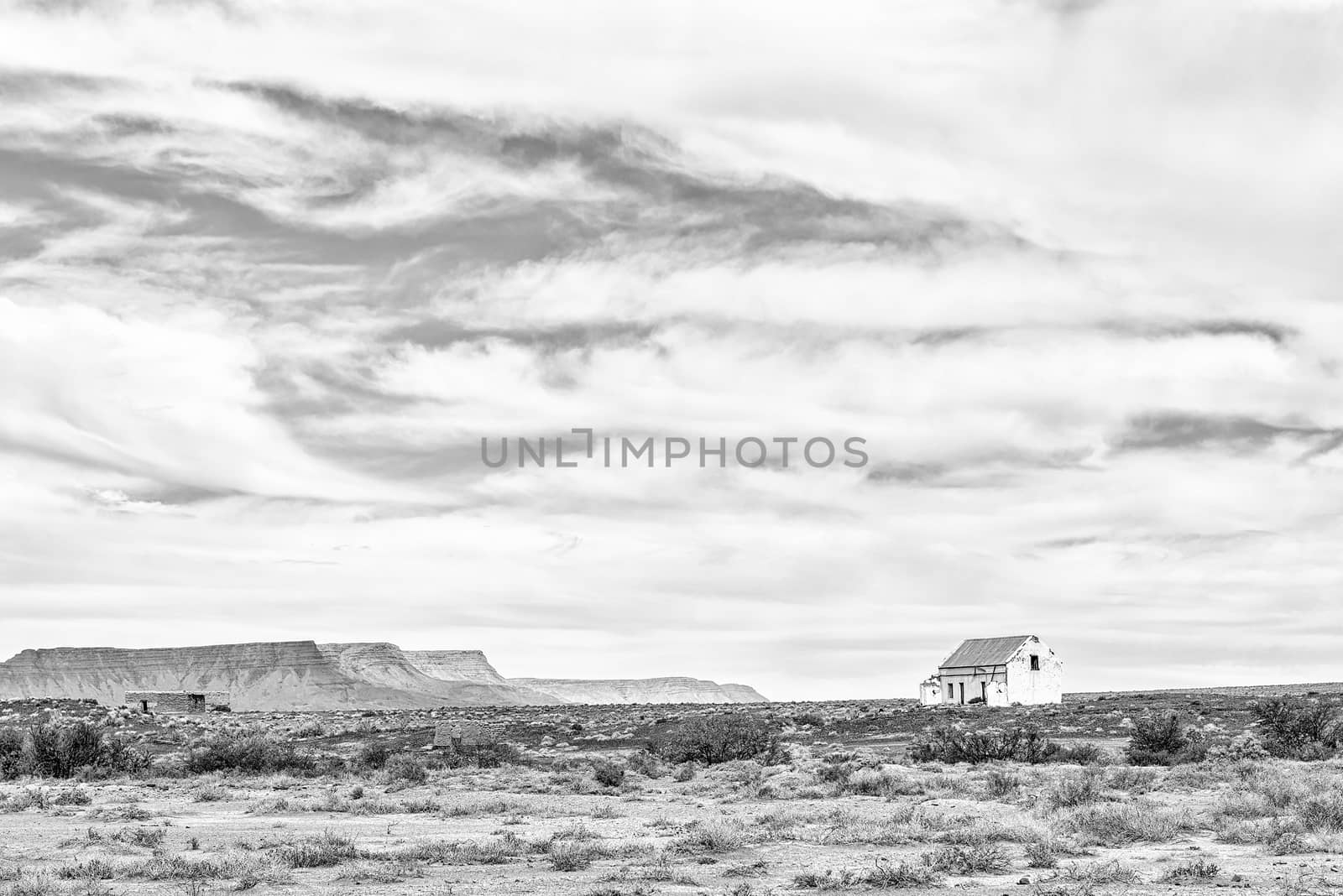 An old ruin in the Tankwa Karoo in the Northern Cape Province. Monochrome