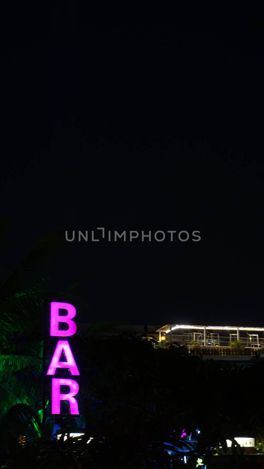 Flouresant neon Bar sign - vertical black background by natali_brill