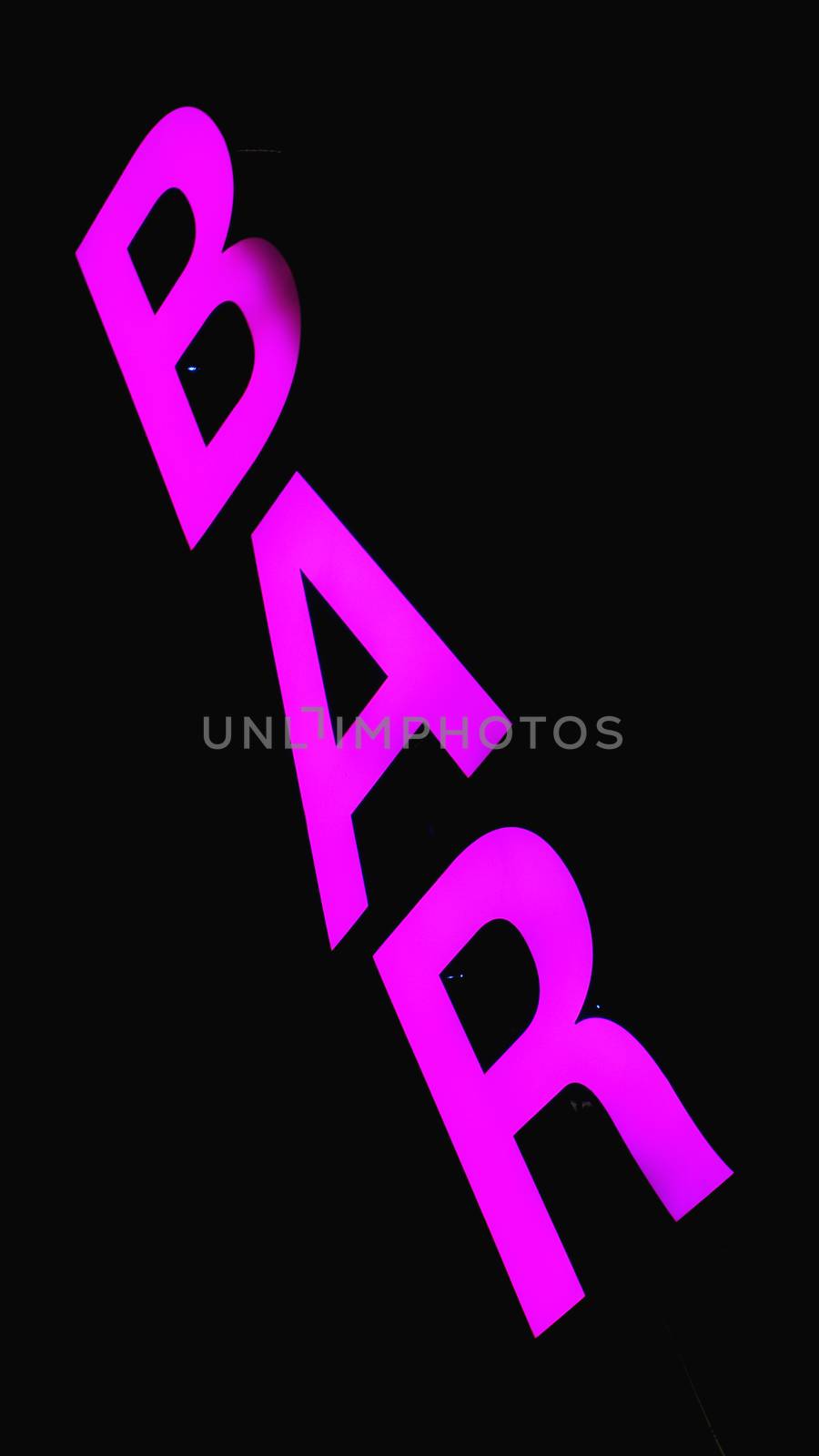 Flouresant neon pink Bar sign - vertical black background