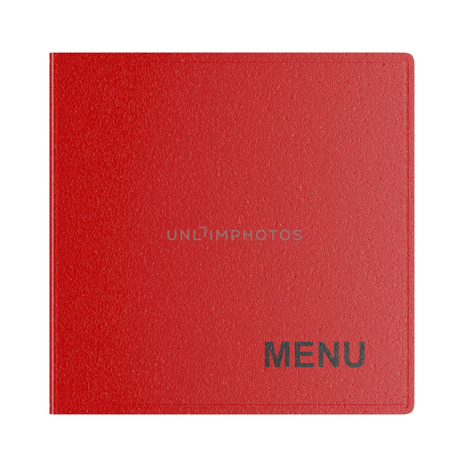 Red menu book isolated on white background 