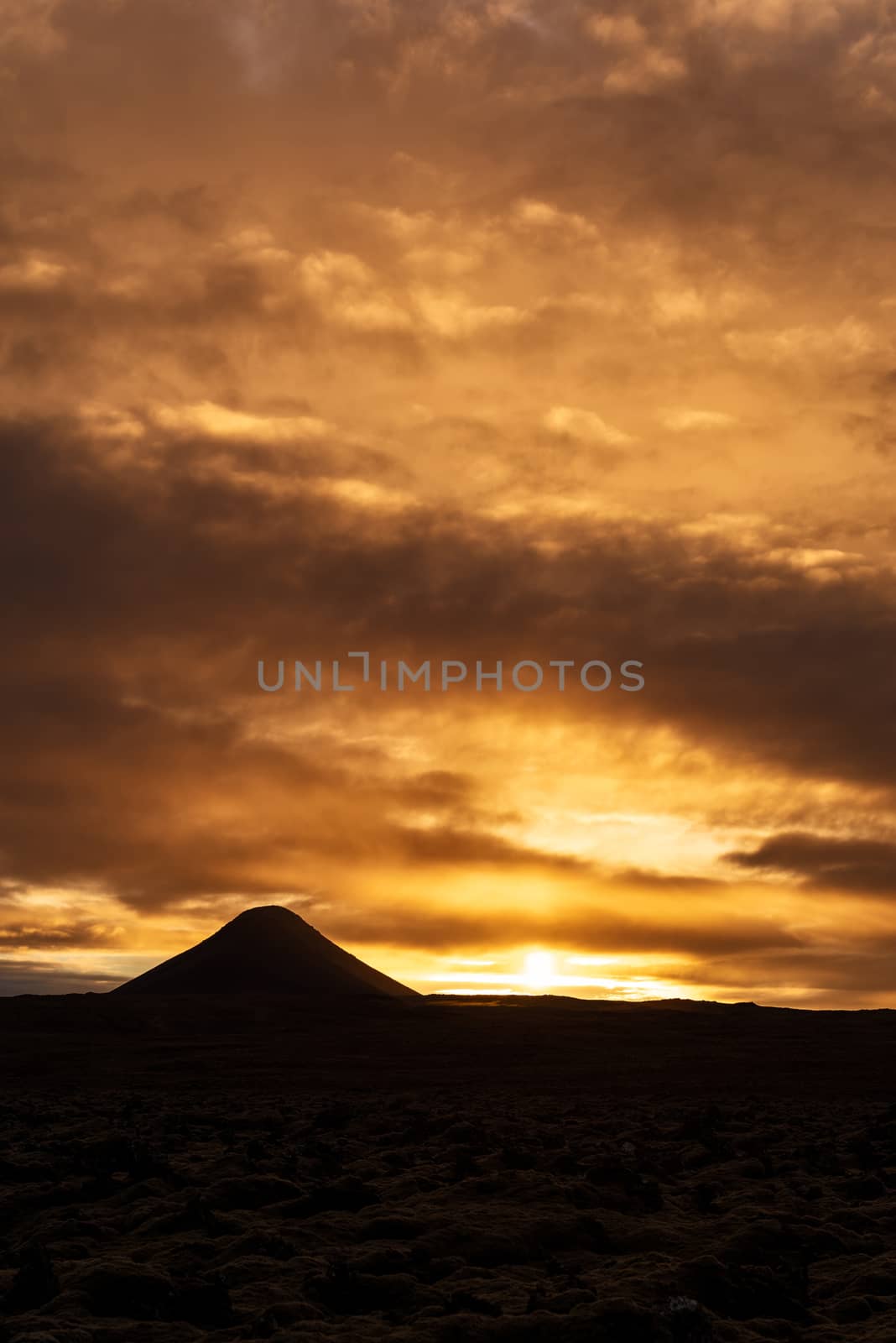 Mount Keilir on sunset in Reykjanes near Reykjavik, Iceland