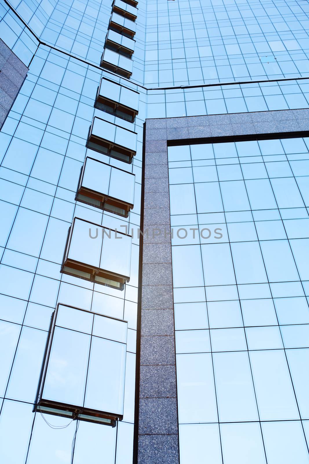 Low Angle View Of Tall Office Buildings. Vertical photo