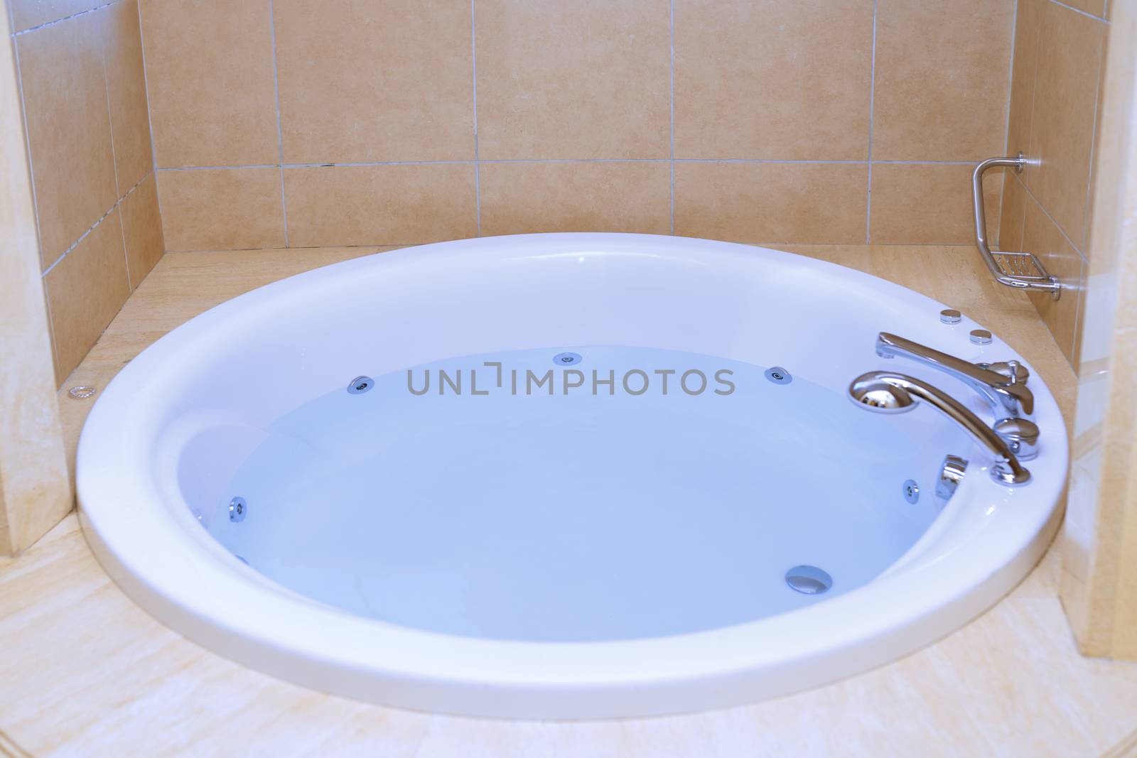 Modern bathtub full of water by Novic