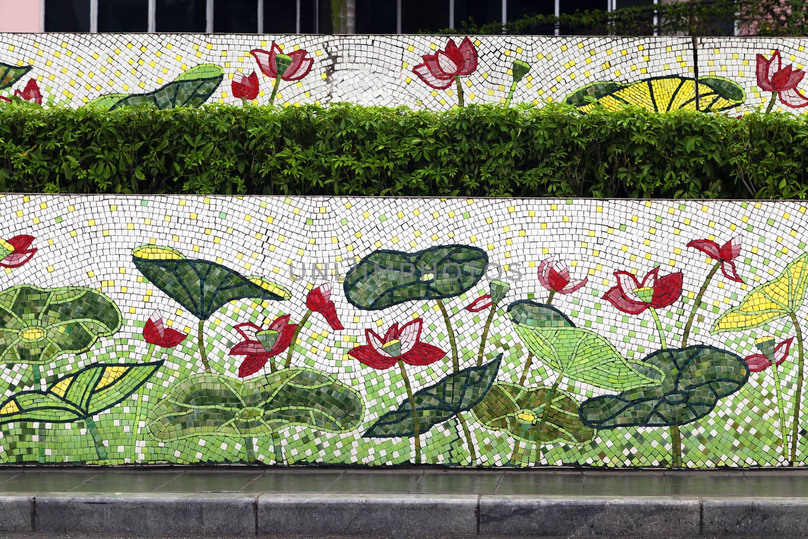 Hanoi, VIETNAM - JANUARY 12, 2015 - Ceramic mosaic mural in Hanoi by Goodday