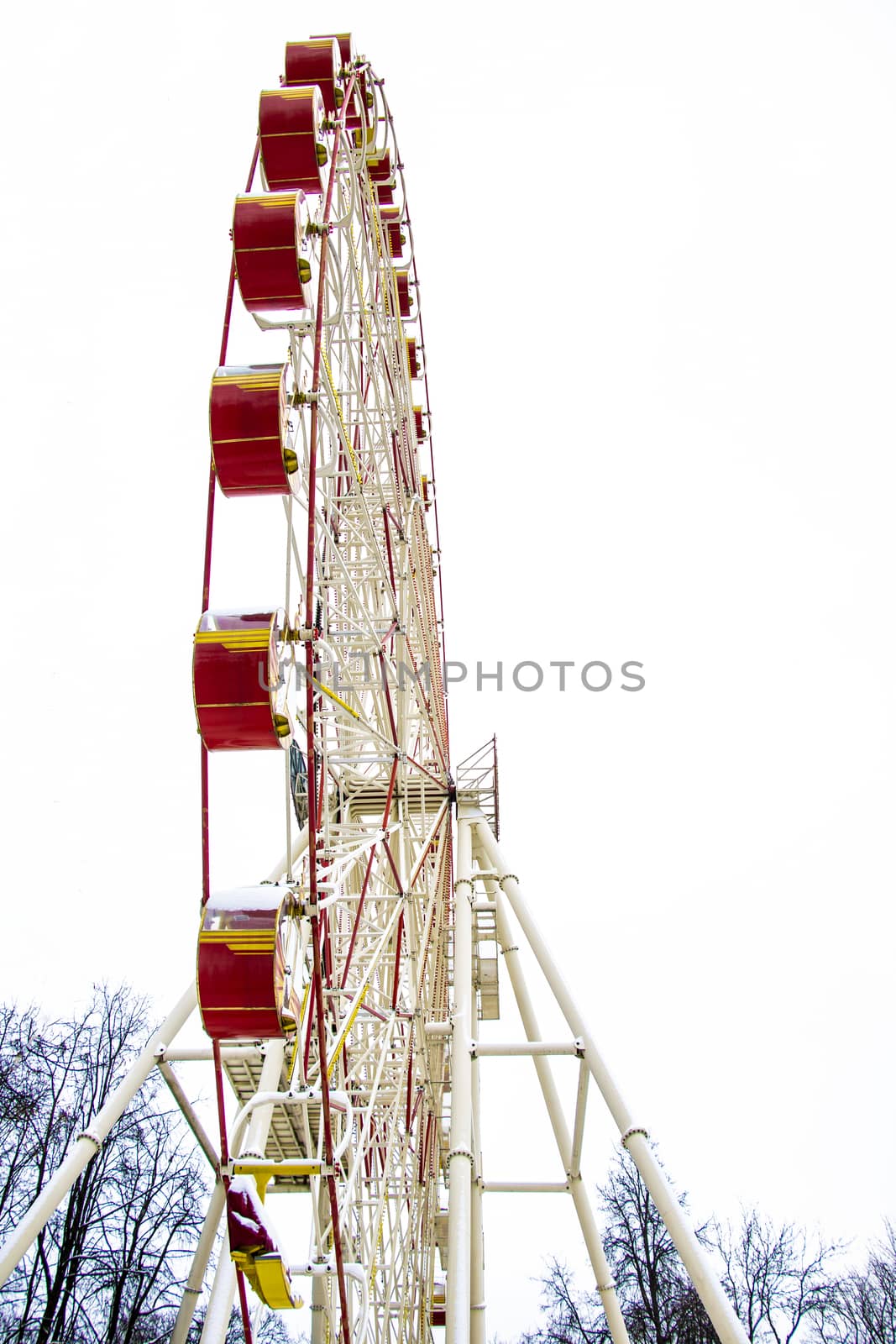 Ferris wheel in the snow in winter park