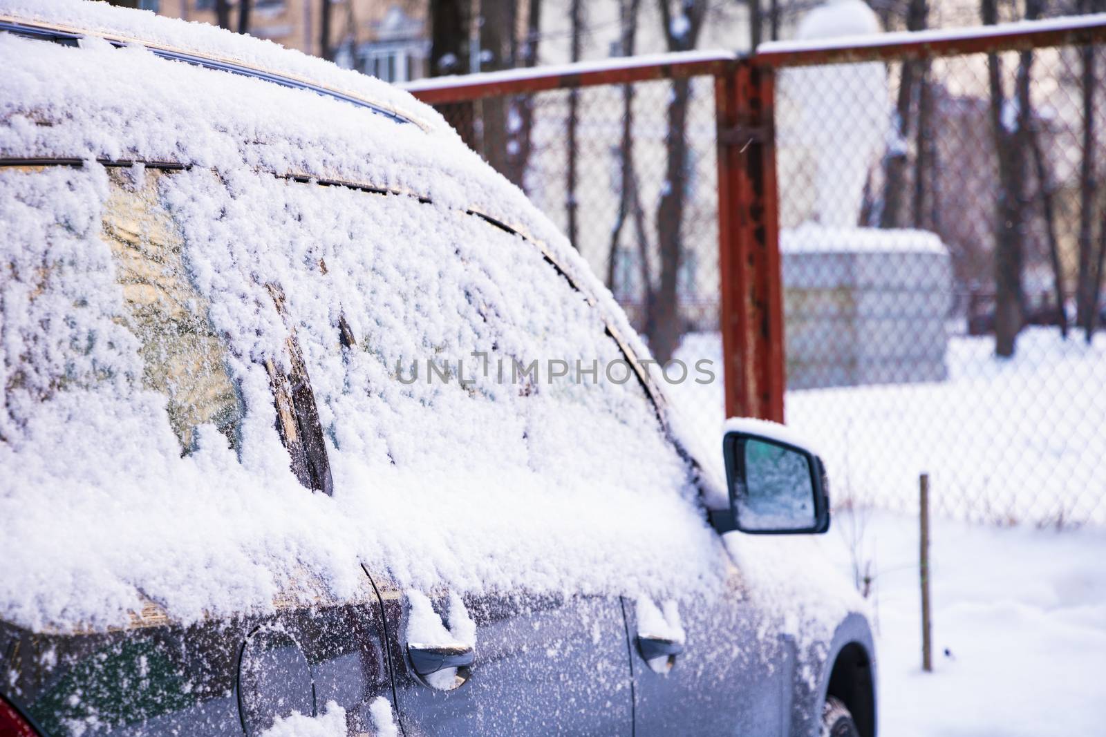 Frozen car door. Car cold winter. Background by kip02kas