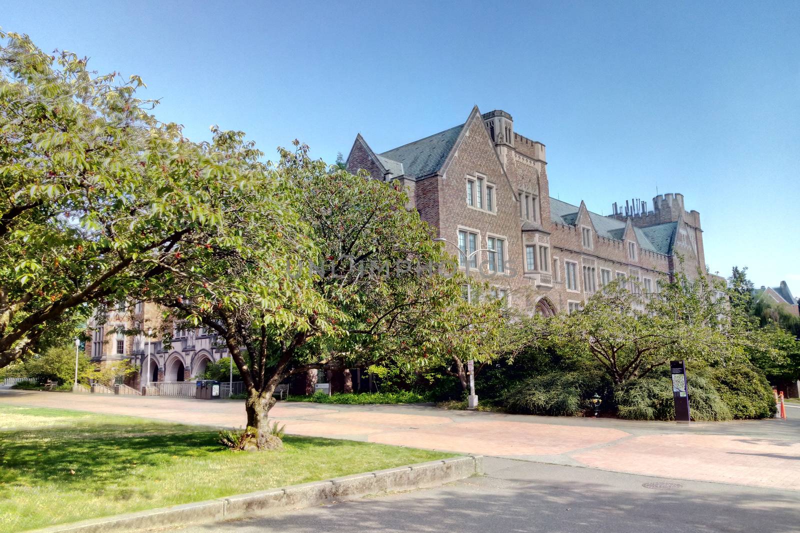 Beautiful old building in the suburb of Seattle on campus