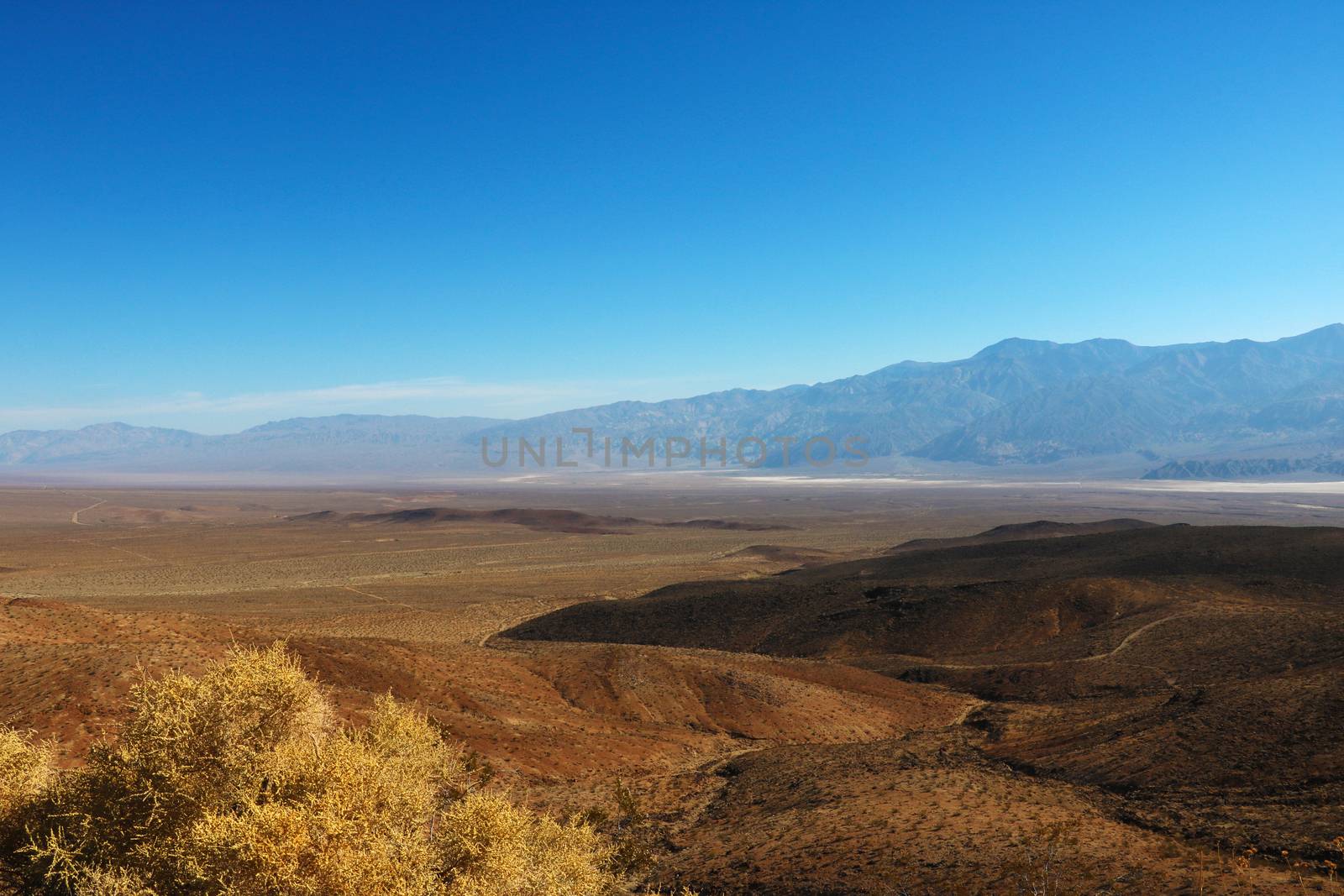 Beautiful view of the desert in America against the blue sky