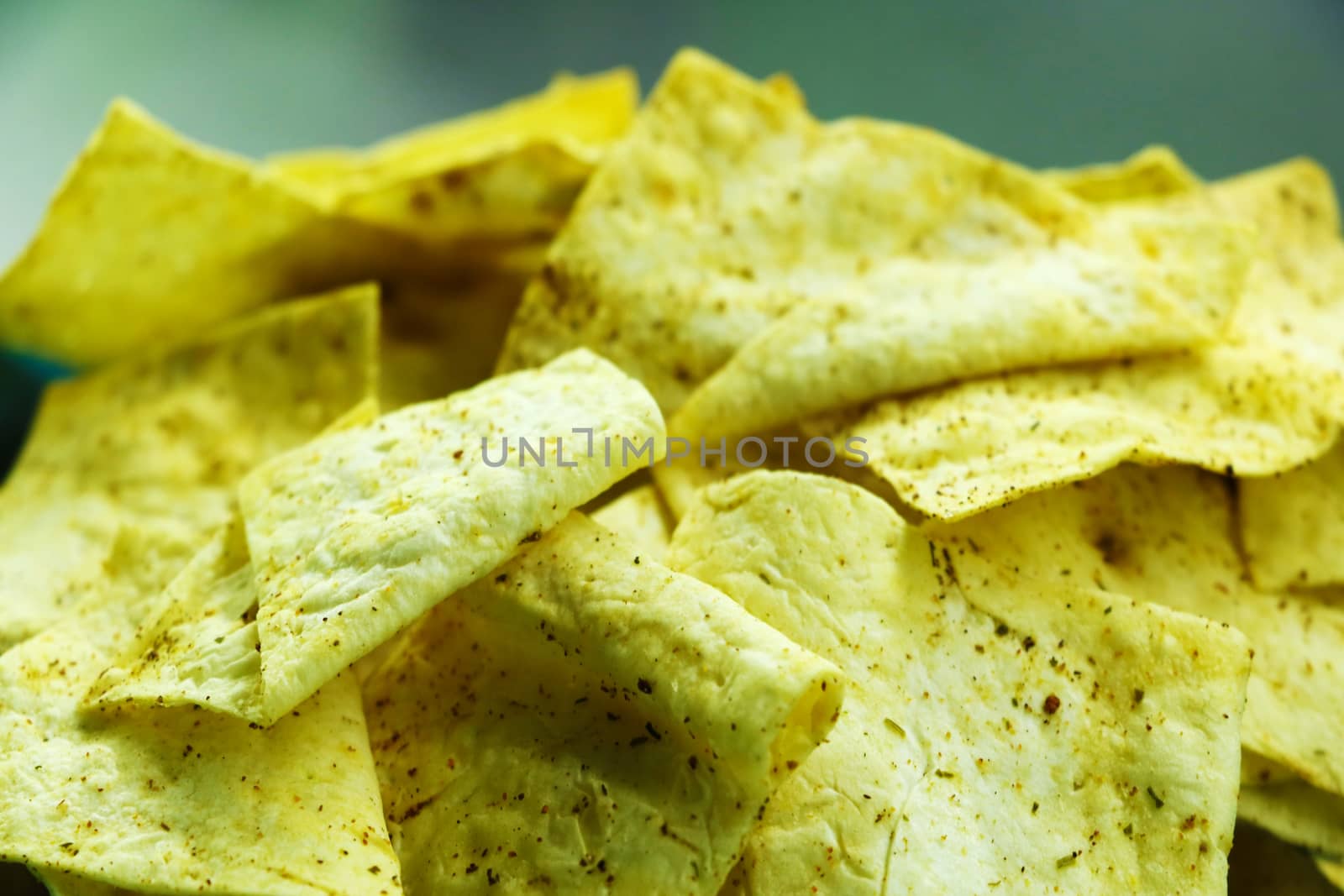 Homemade potato chips, close up. homemade food by kip02kas