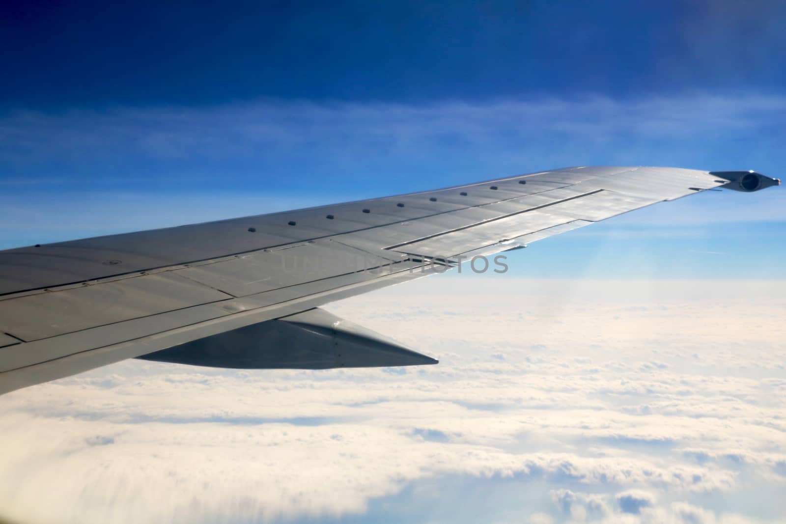 Morning sunrise with Wing of an airplane. Photo applied to tourism operators. picture for add text message or frame website