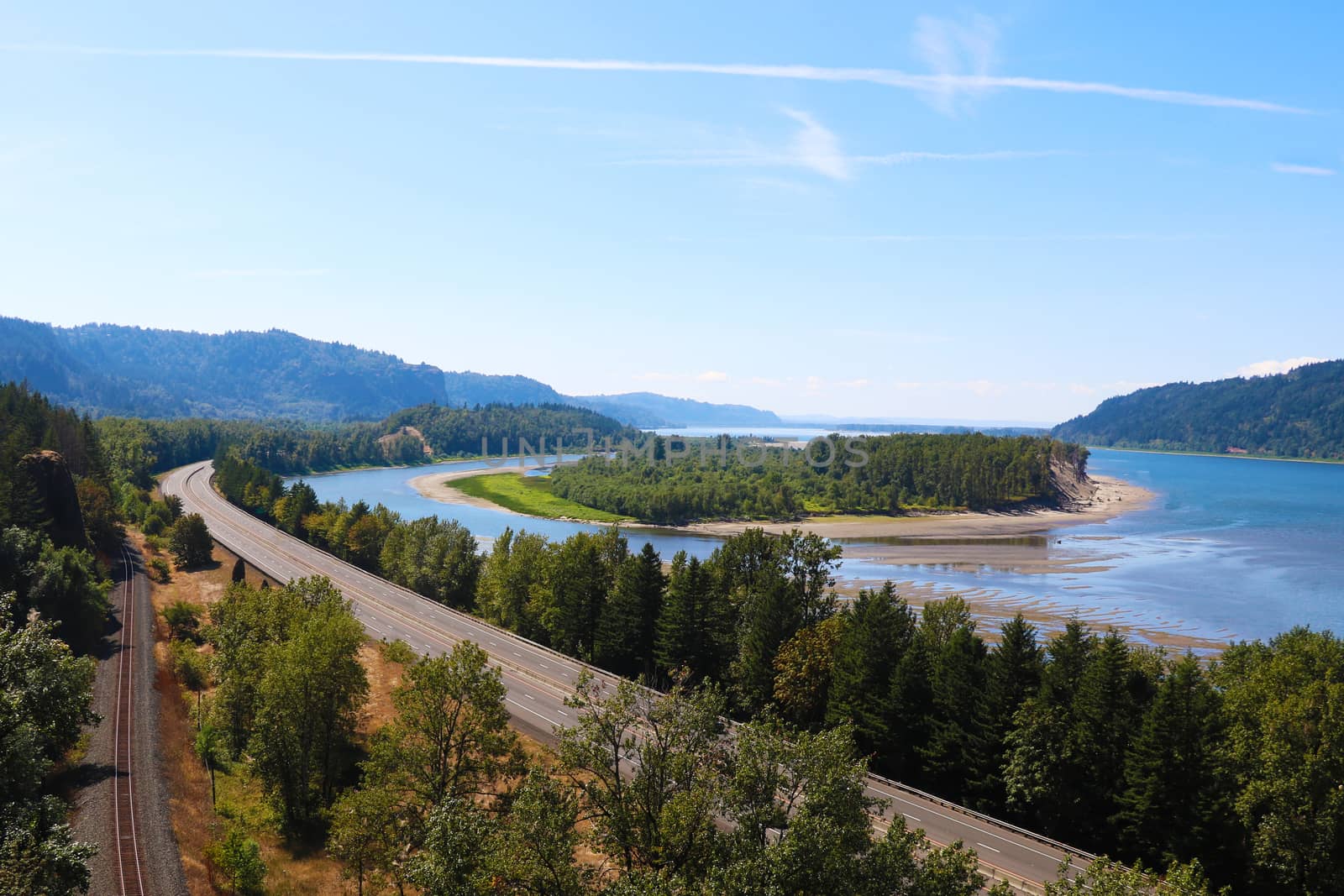 View of the Colarada River with a beautiful sky on a sunny day, America.