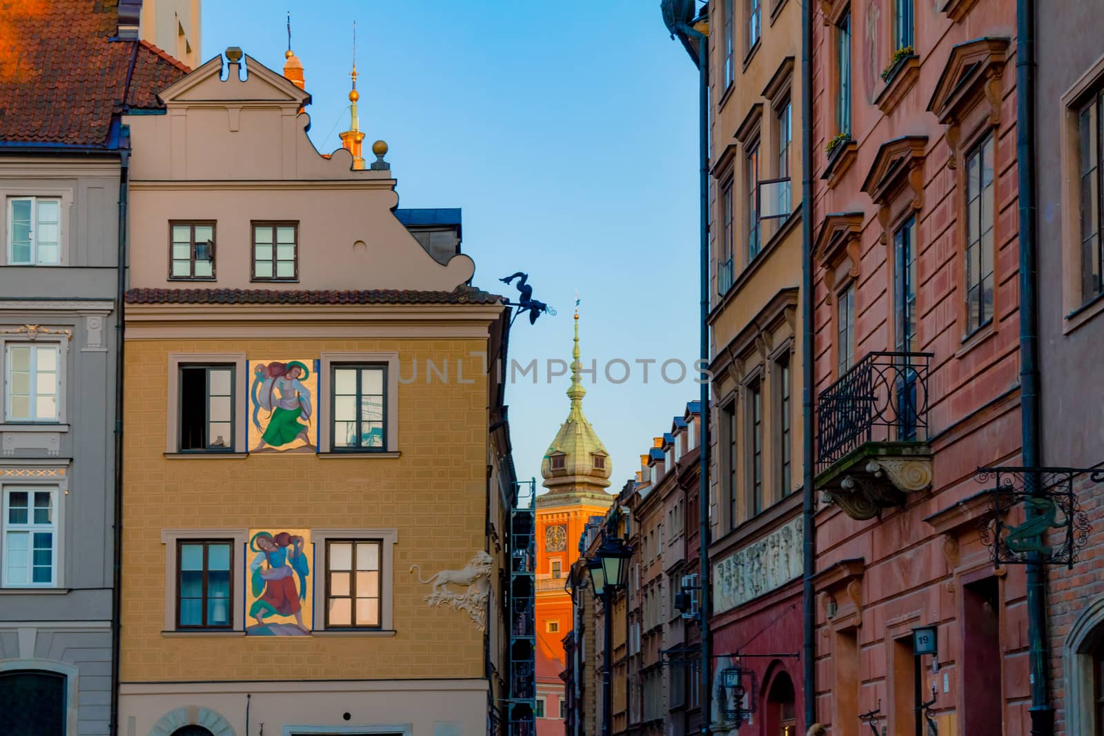 The Royal castle in the main square street of the Warsaw Old Town.