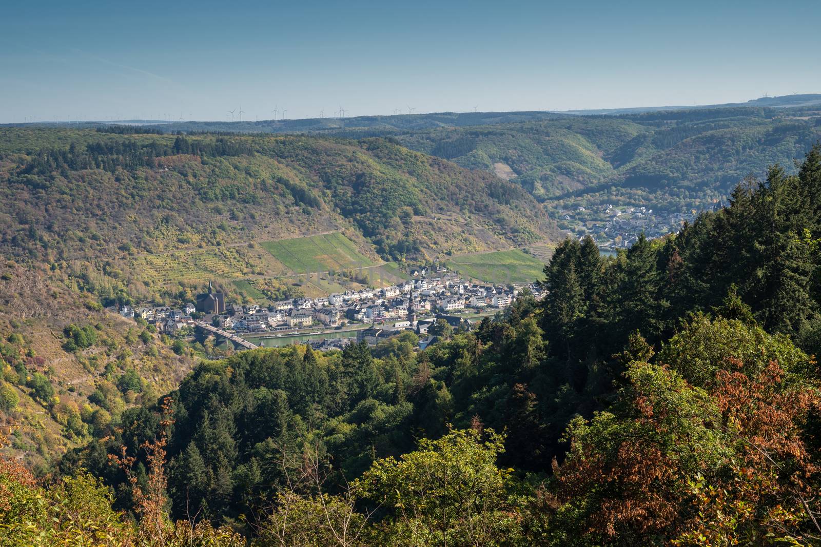 Panoramic view to the city of Cochem close to the Moselle river, Germany Europe