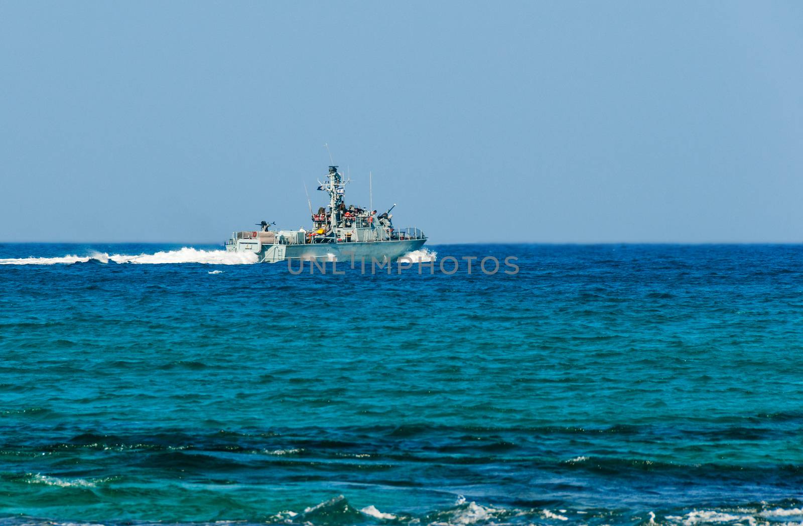 Patrol boat in the mediterranean sea by ben44