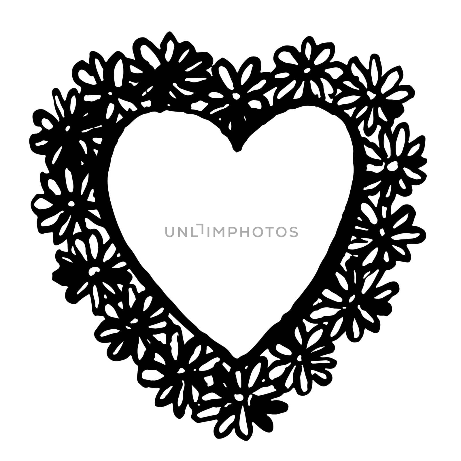 doodle hand drawn heart shaped icon on white background