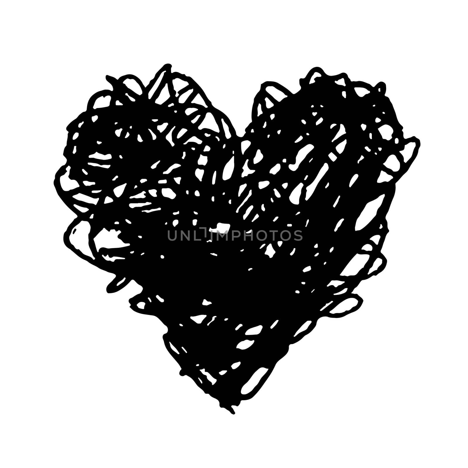 doodle hand drawn heart shaped icon on white background