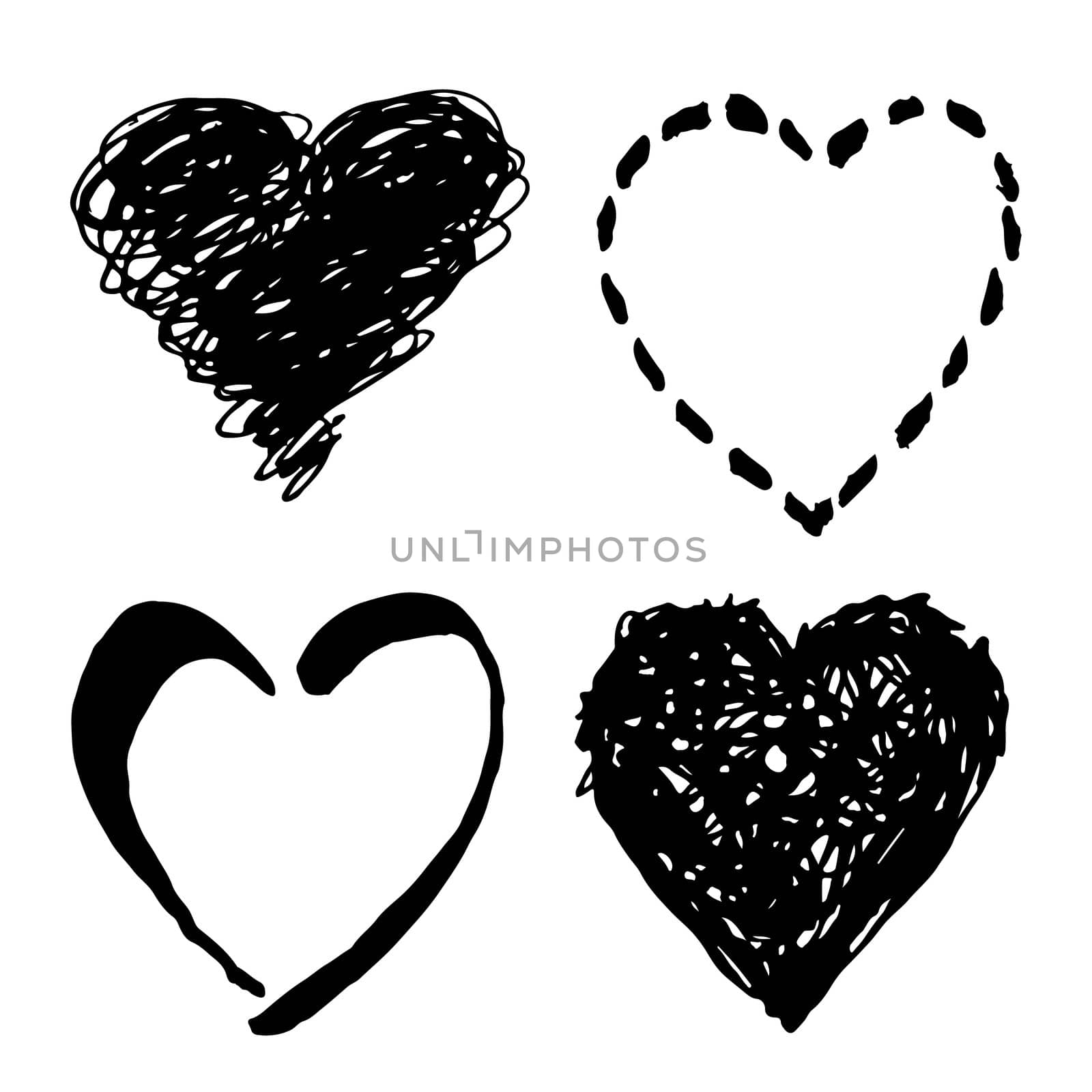 doodle hand drawn heart shaped icon on white background