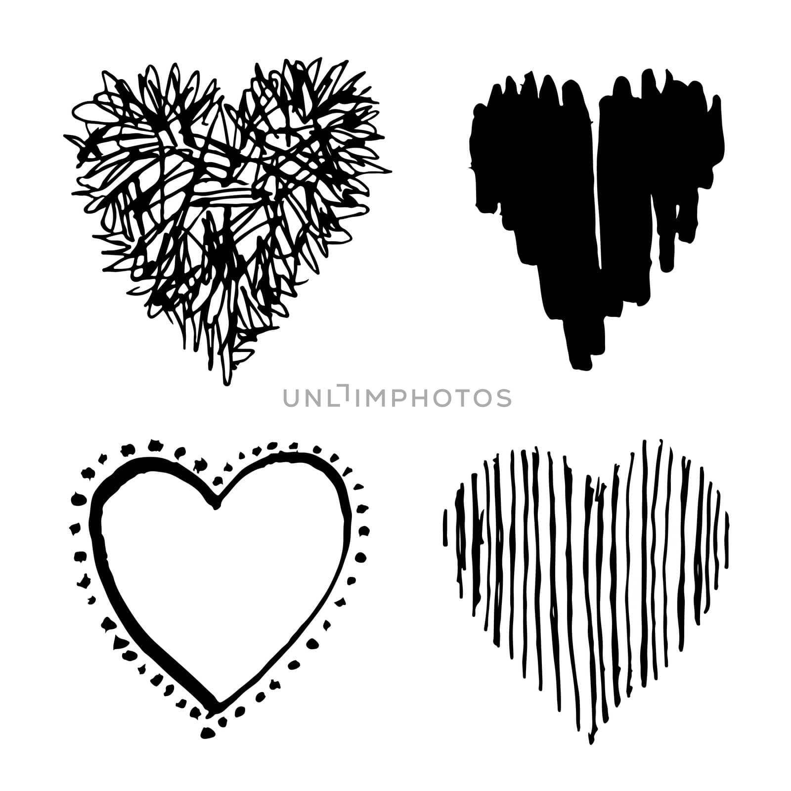 doodle hand drawn heart shaped icon on white background