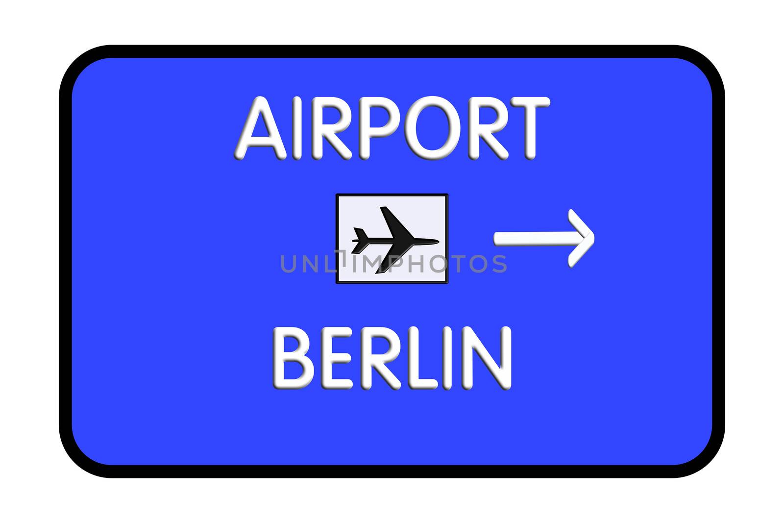 Berlin Germany Airport Highway Road Sign 3D Illustration