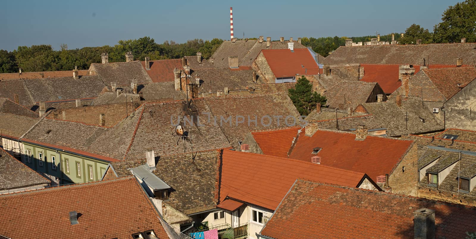 Rooftops landscape at old city Petrovaradin, Serbia