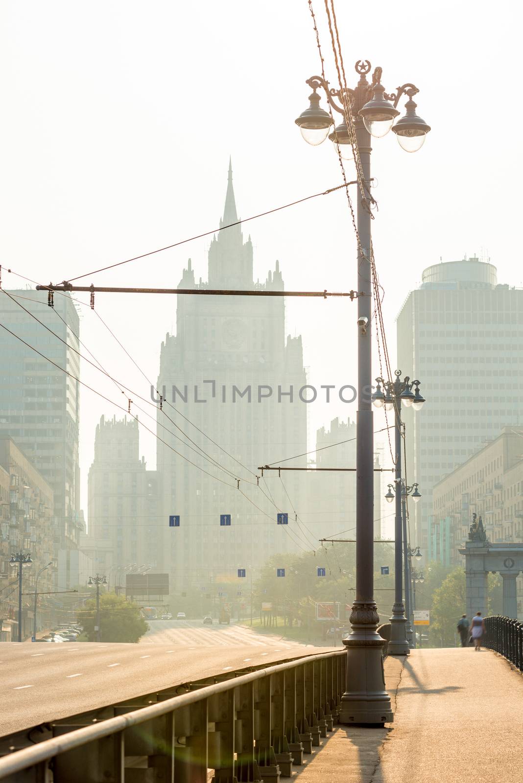 Morning haze in the city, Moscow cityscape