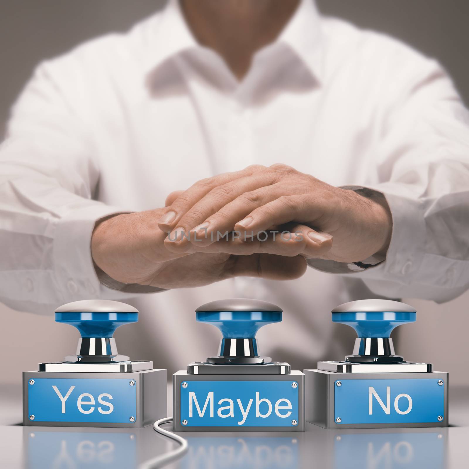 Quick Decision Making and Indecision Concept. Yes, No and Maybe  by Olivier-Le-Moal
