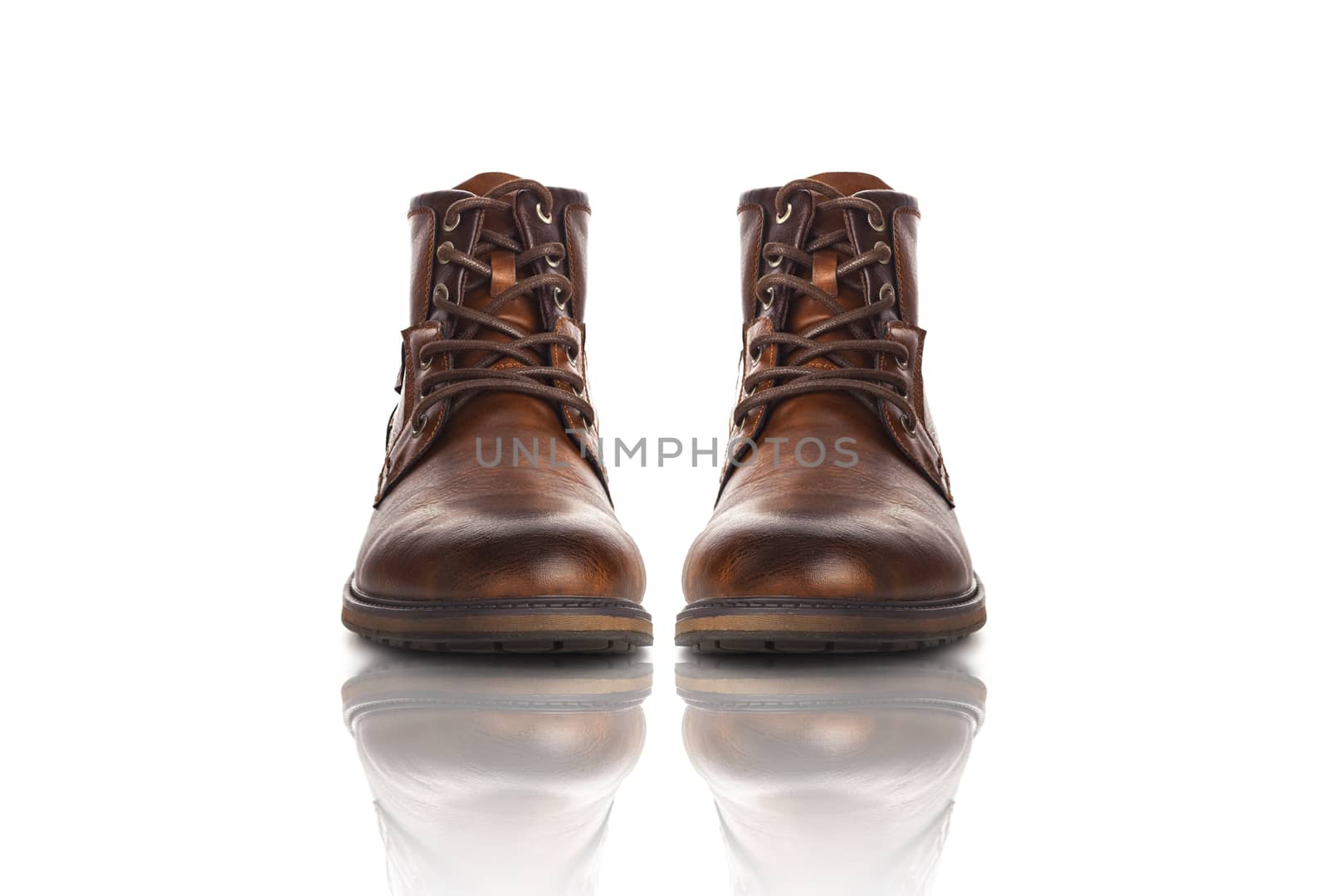 Men's shoes brown color casual. Isolated on white background