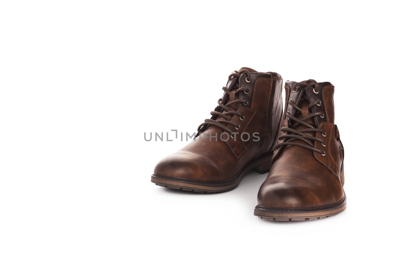 Men's shoes brown color casual. Isolated on white background