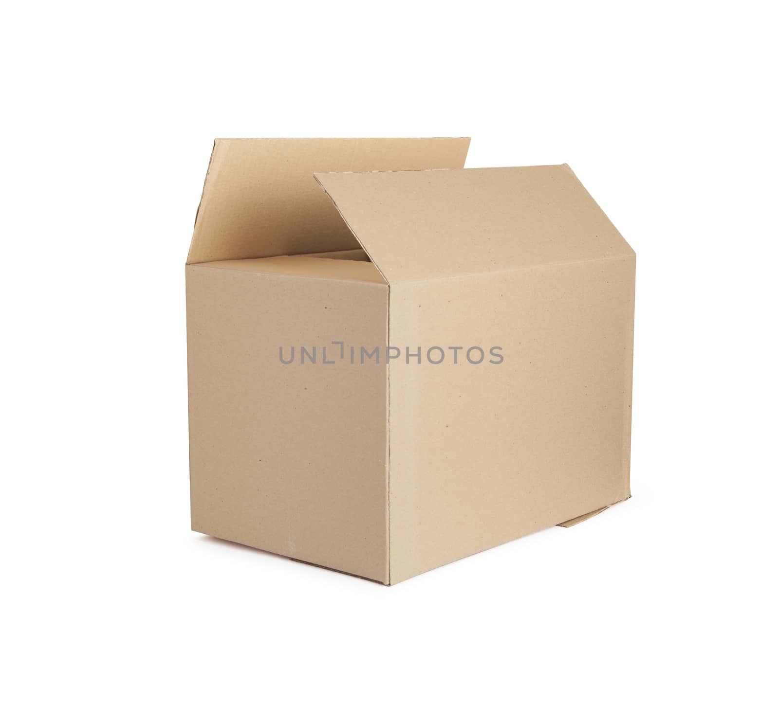 Cardboard box open. Isolated on white background.