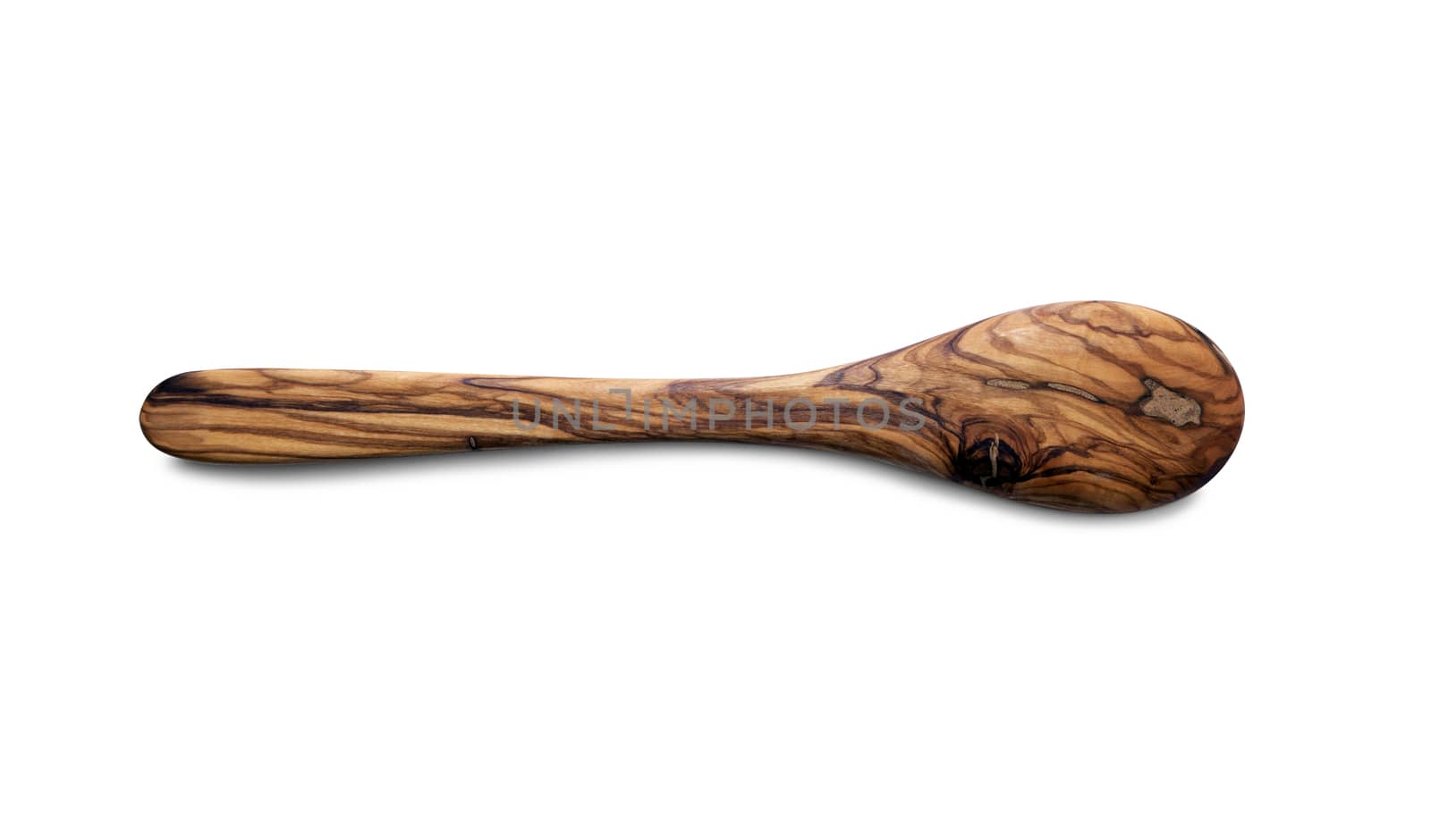 Wooden spoon, close-up on a white background. With clipping path