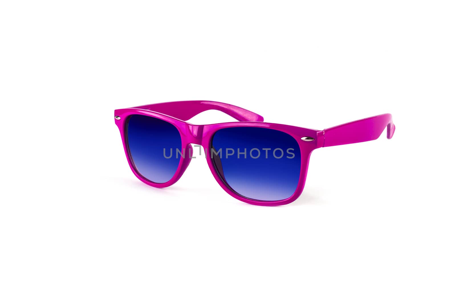 Pink sunglasses to protect your eyes from the sun isolated on white background