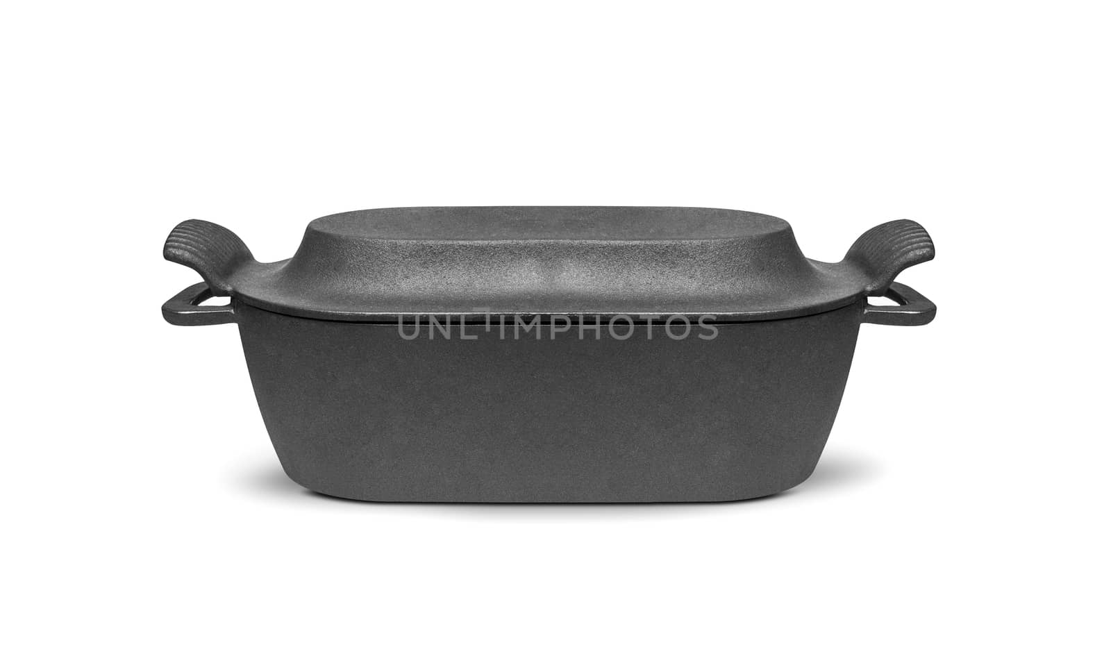 Cast iron pan with lid. Isolated on white background