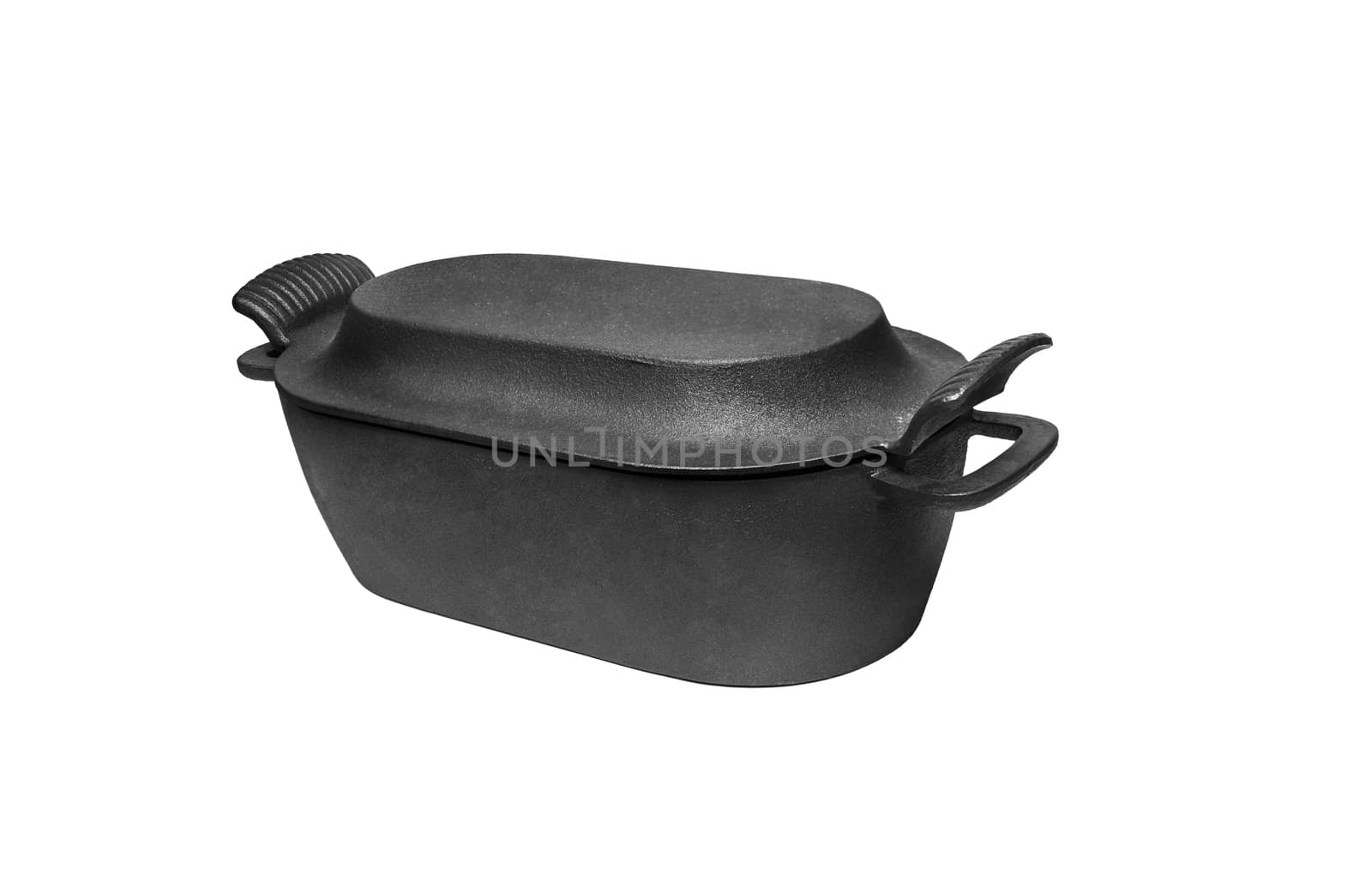 Cast iron pan with lid. Isolated on white background