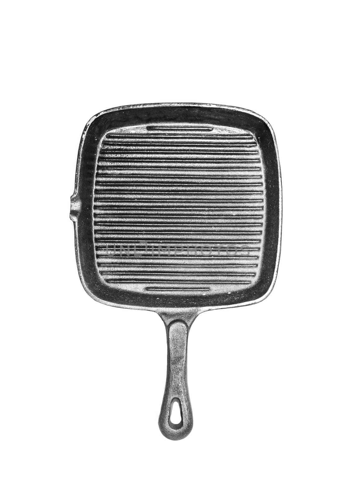 Cast empty grill pan. Isolated on white background