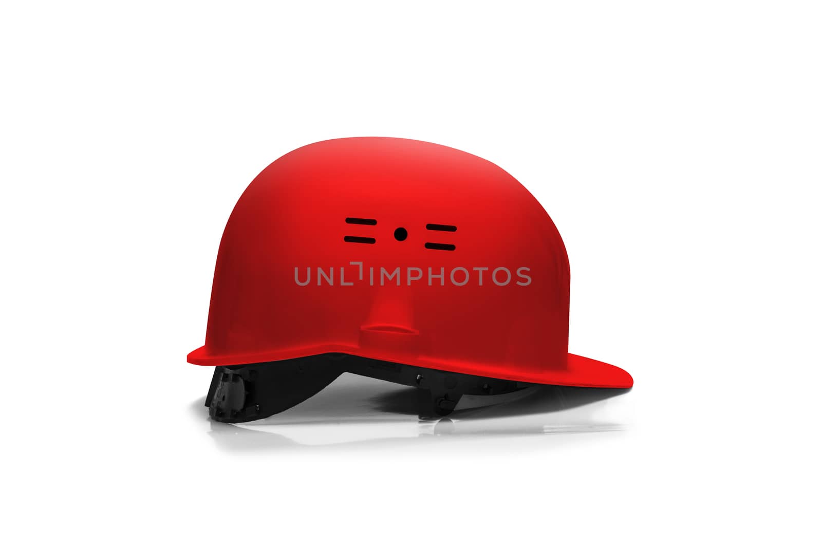 Red Plastic safety helmet isolated on white background