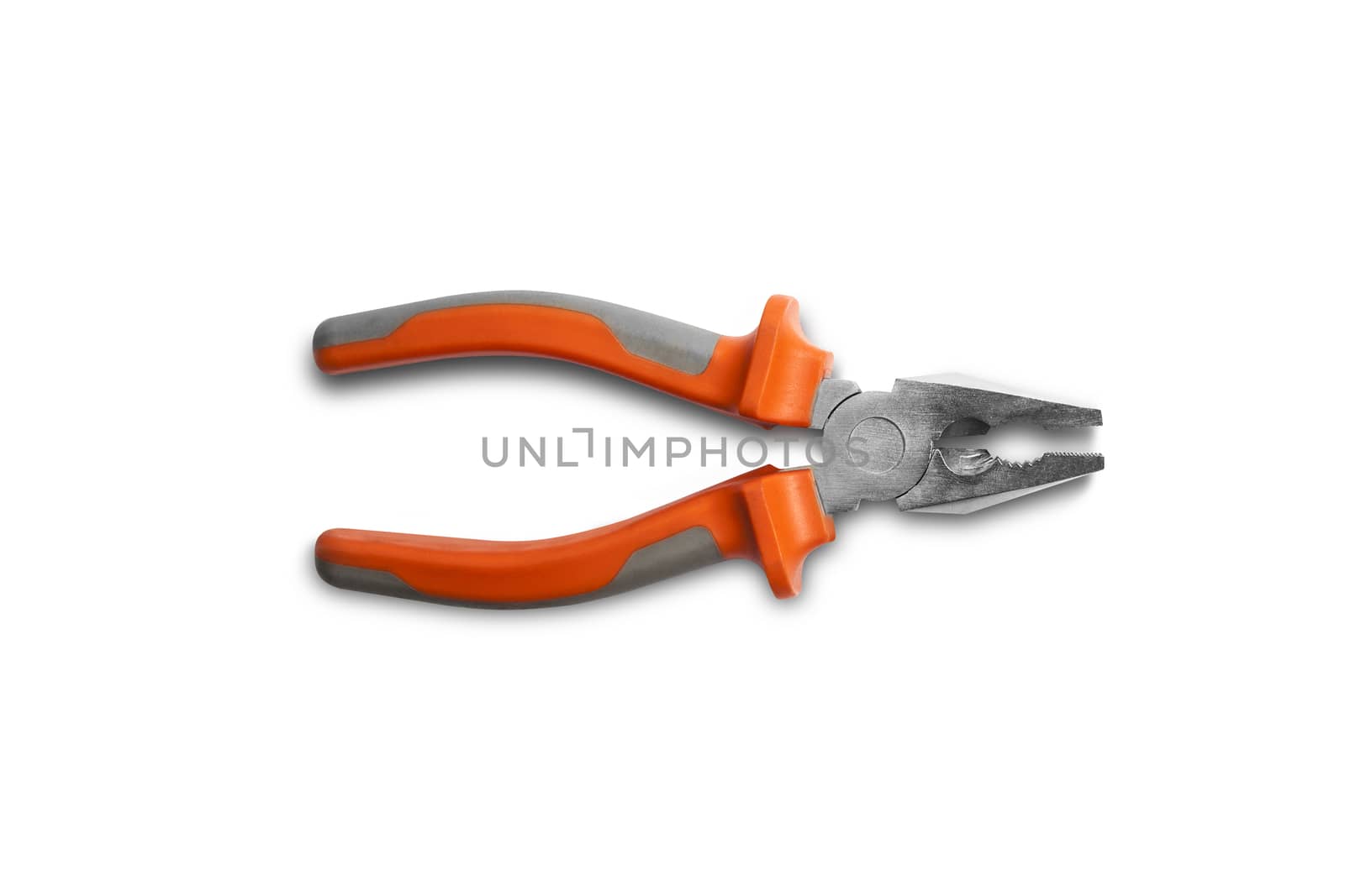 Pliers orange and gray color. Isolated on white background.