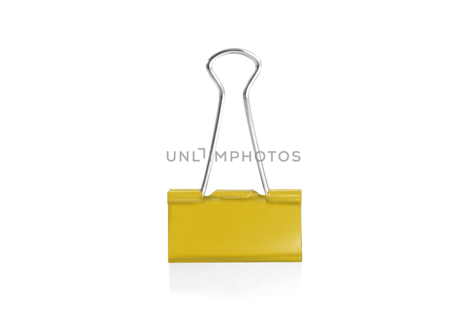 Paper clip isolated from white background. A paperclip is a device for office use to clamp a device such as paper and more.
