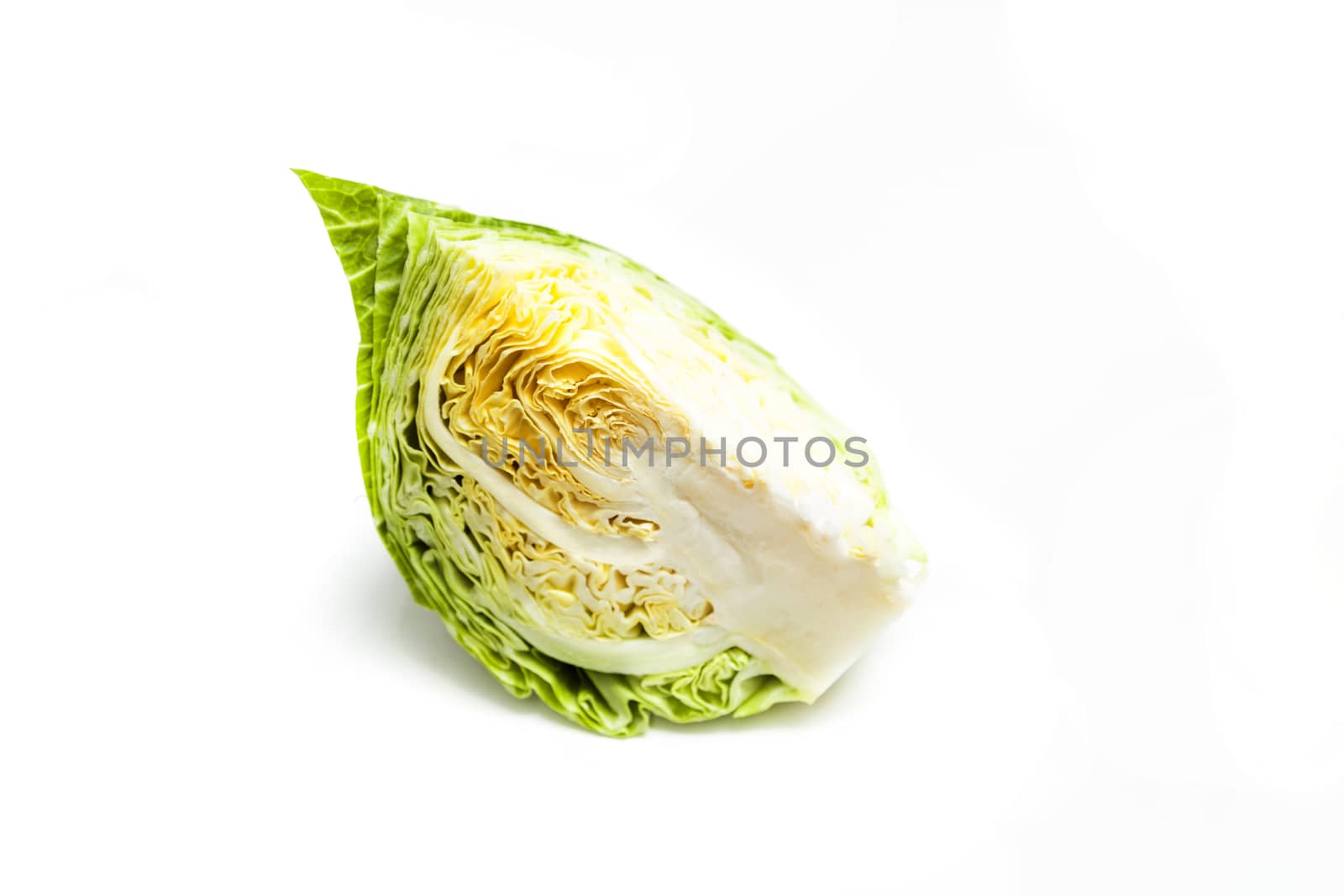 Cabbage a quarter cut piece. Isolated on white background