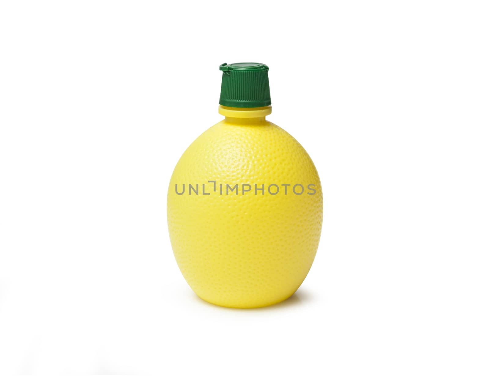 lemon juice in a bottle, isolated, on a white background