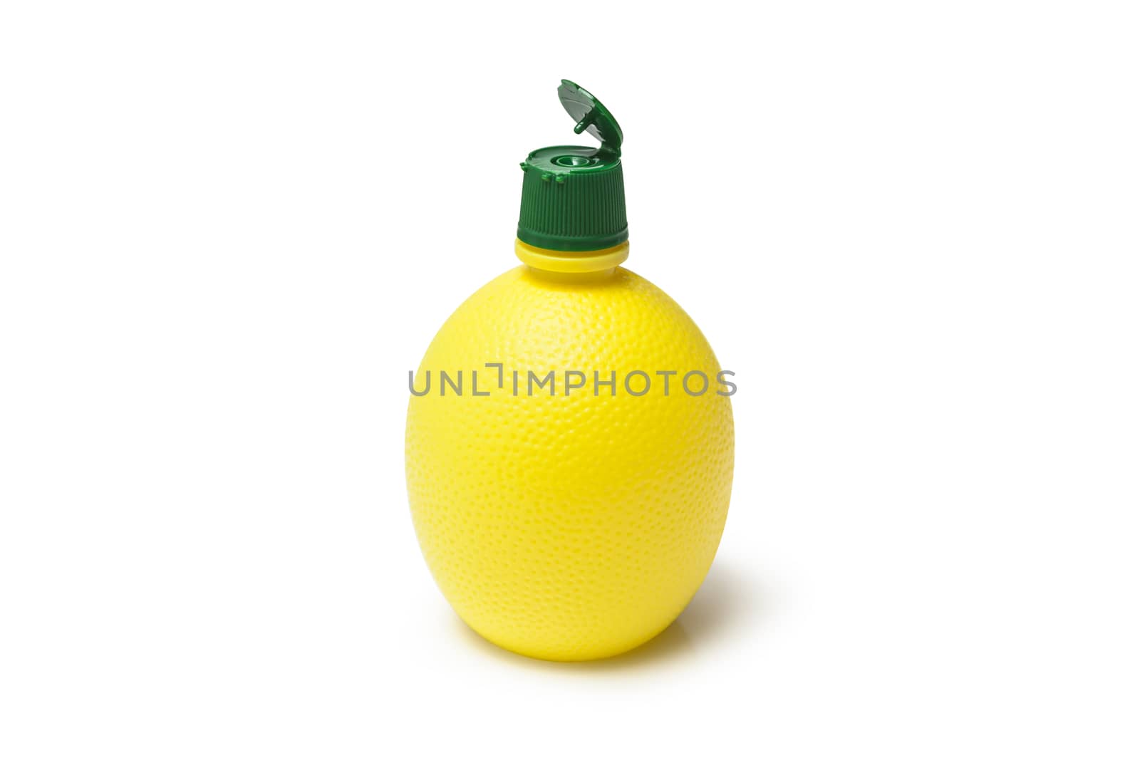 lemon juice in a bottle, isolated, on a white background
