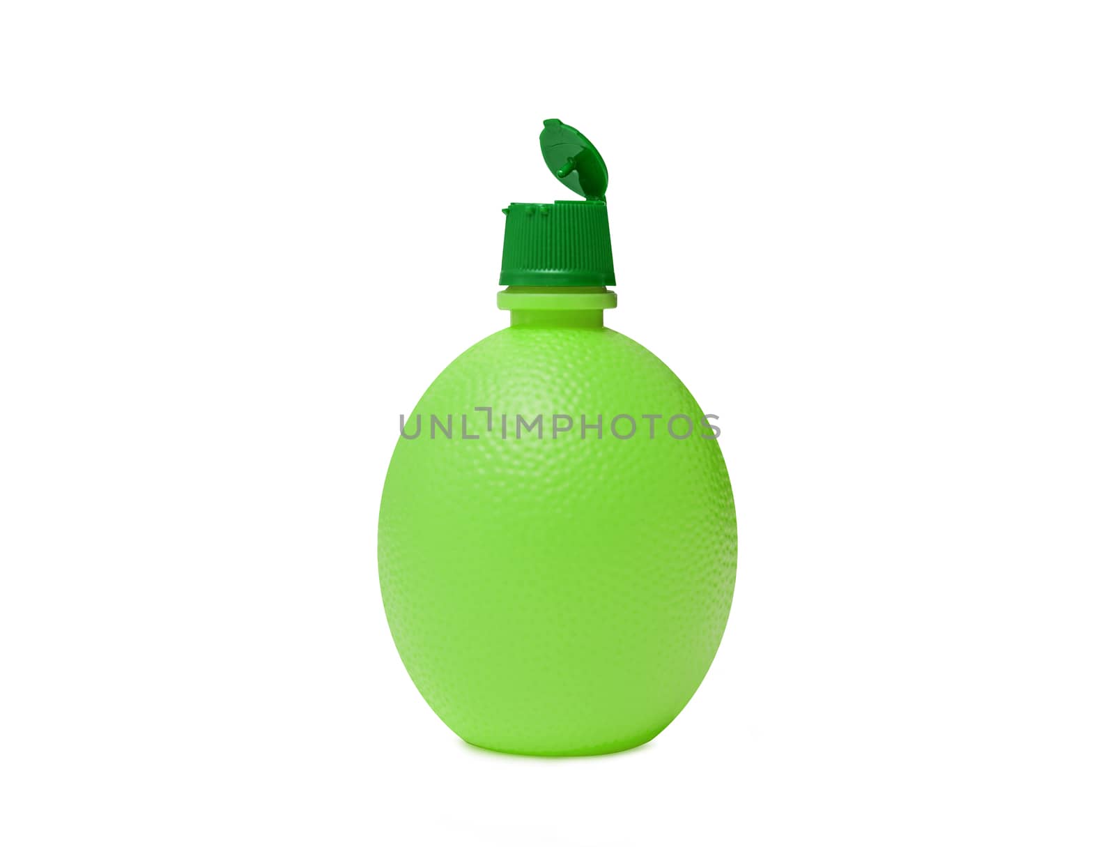 lemon juice in a bottle, isolated, on a white background