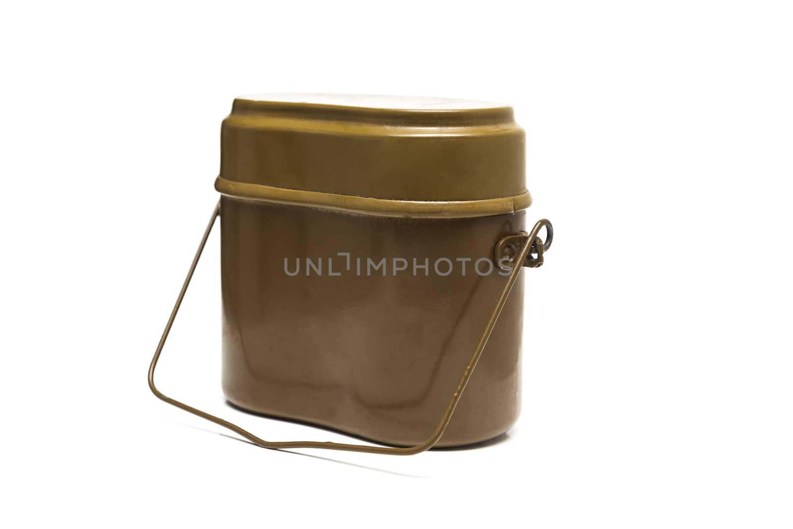 Soviet Army mess kit cooking pot isolated on white background