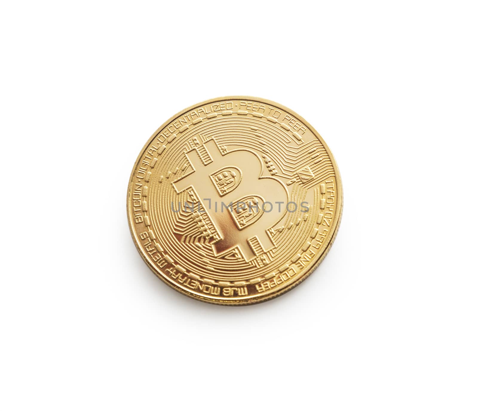 Bitcoin. Golden bitcoin isolated on white background. With clipping path.