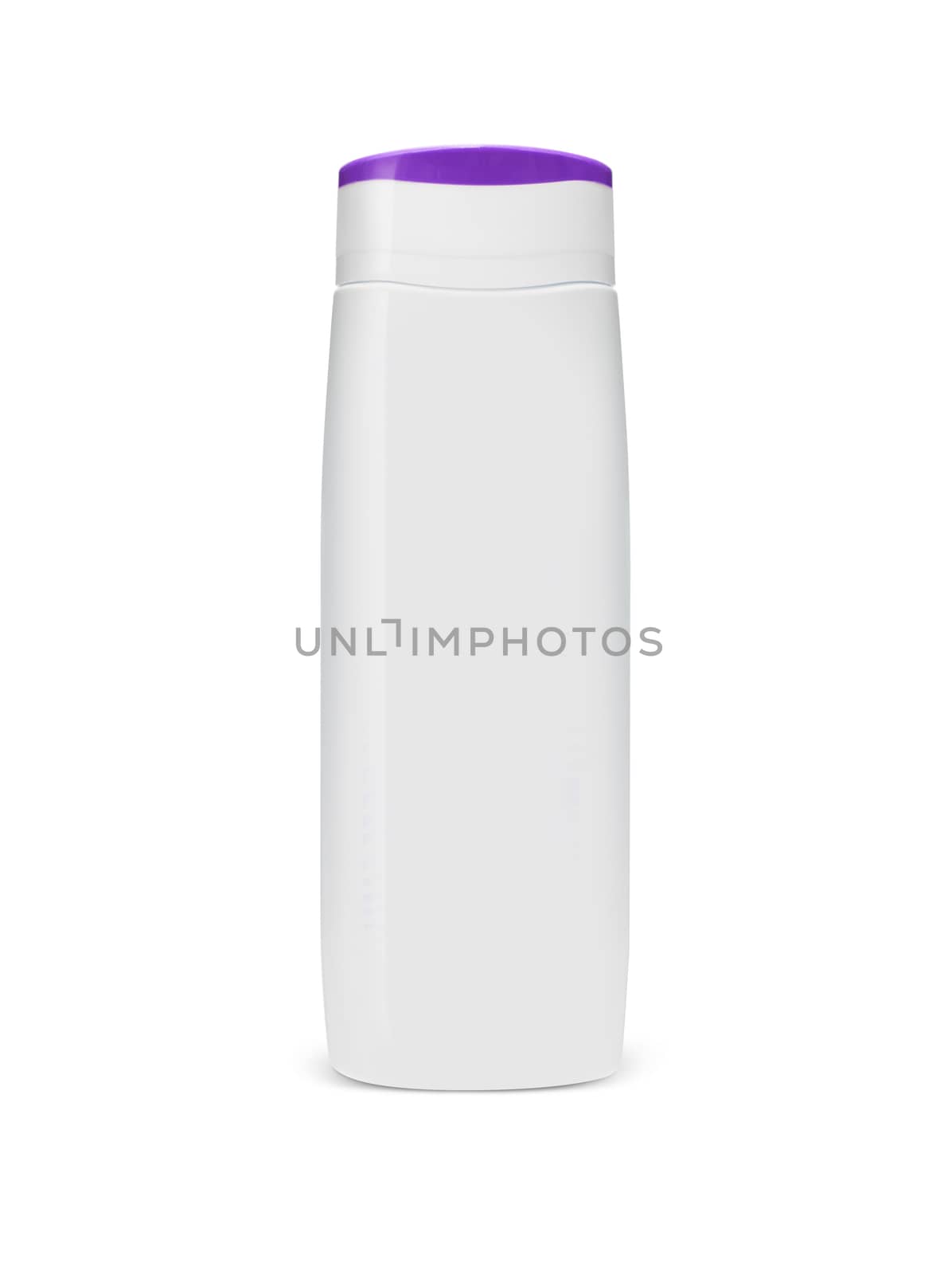 Blank white plastic cosmetics, shampoo or gel bottle, isolated on white background. Clipping Path