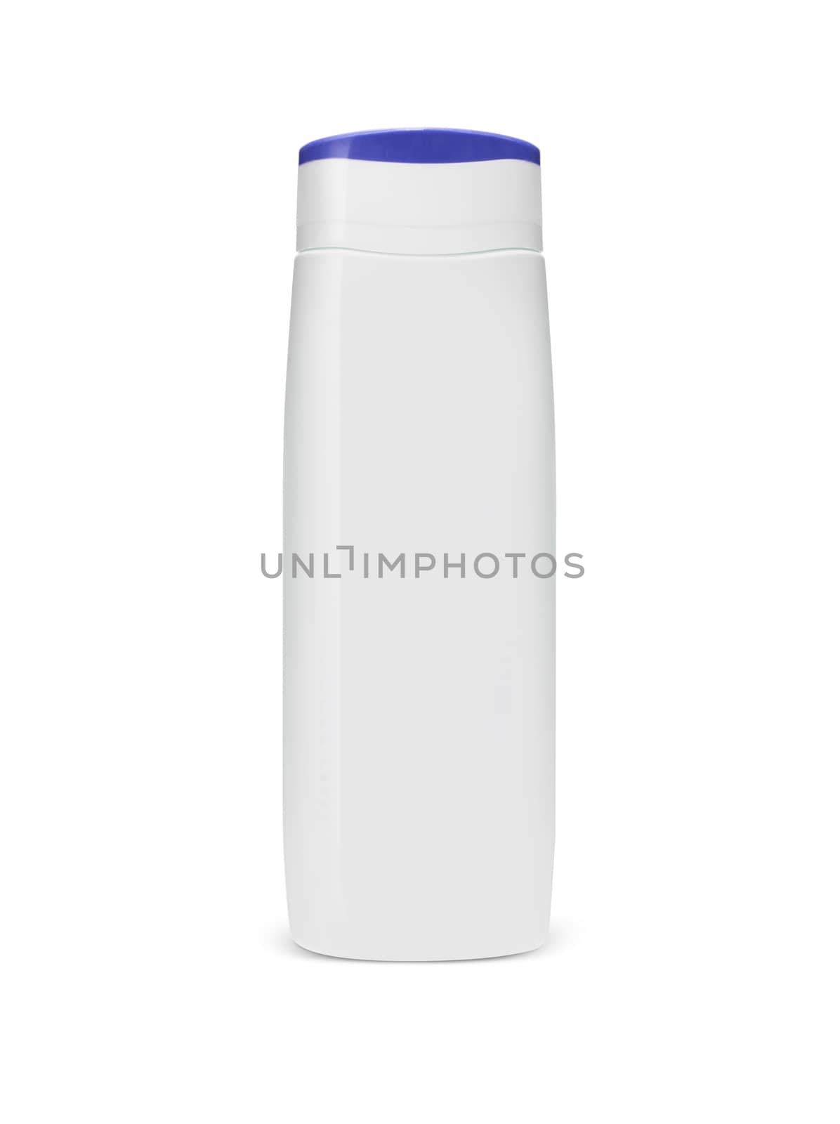 Blank white plastic cosmetics, shampoo or gel bottle, isolated on white background. Clipping Path