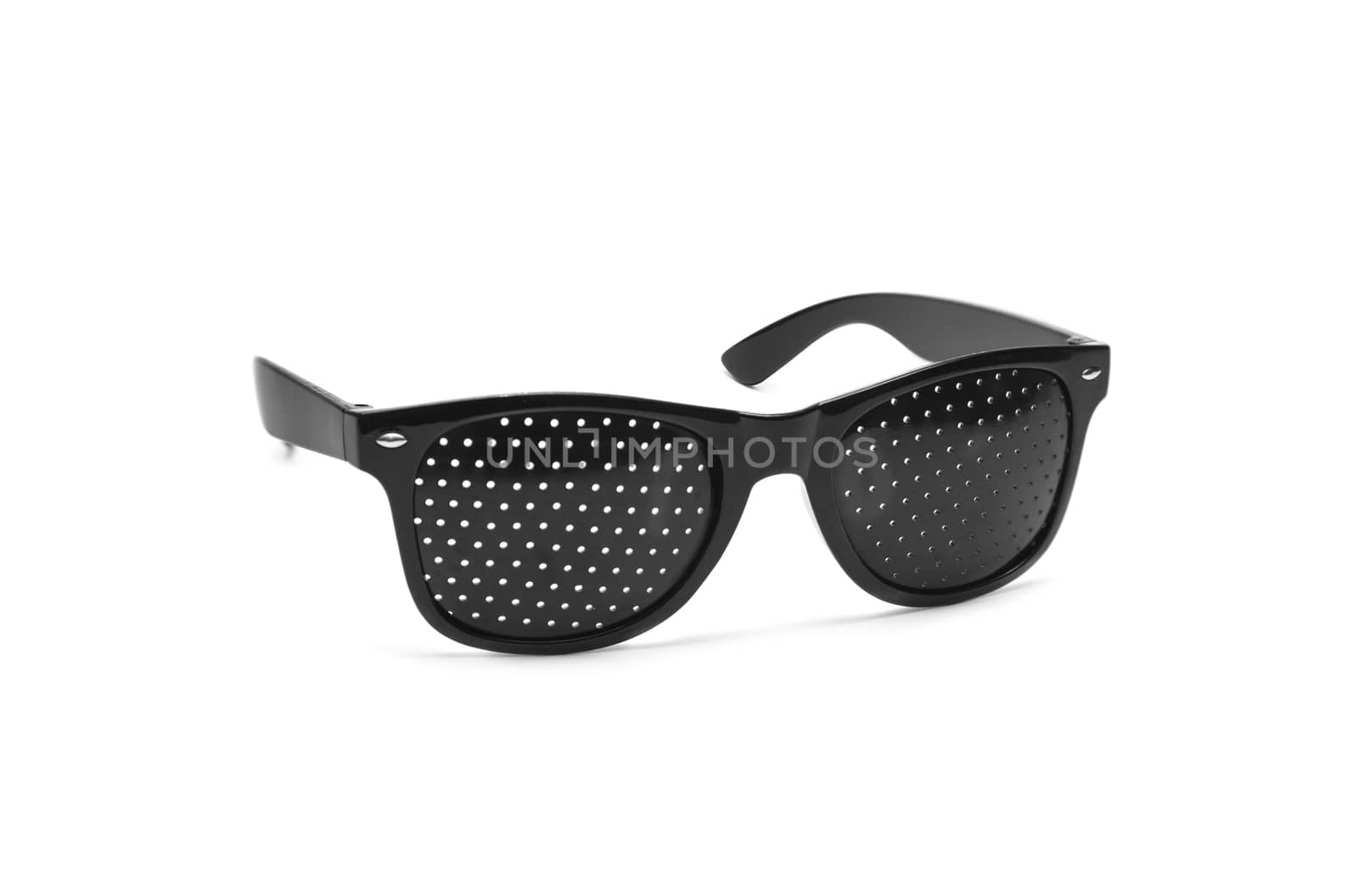 Pin hole sunglasses. Anti Myopia Glasses for vision correction. Isolated on white background