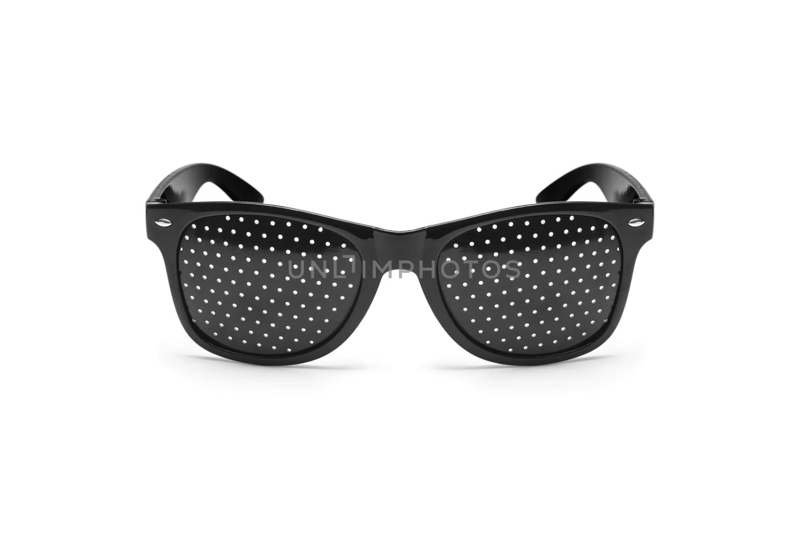 Pin hole sunglasses. Anti Myopia Glasses for vision correction. Isolated on white background