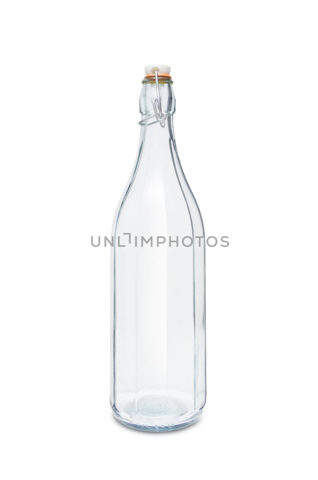 Empty vintage bottle isolated on white background. With clipping path.