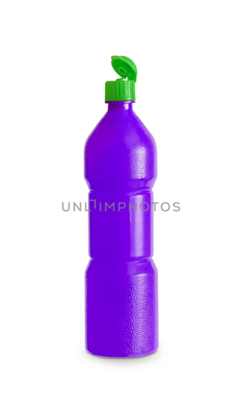 Deep Purple plastic juice, syrup bottle isolated with clipping path