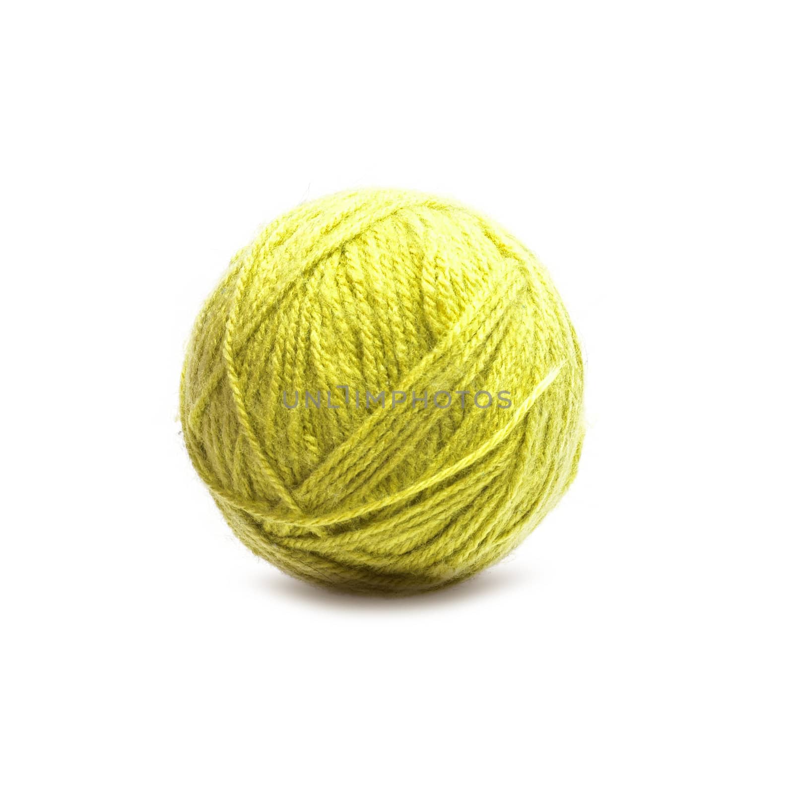 Yellow of Threads wool yarn isolated on white background